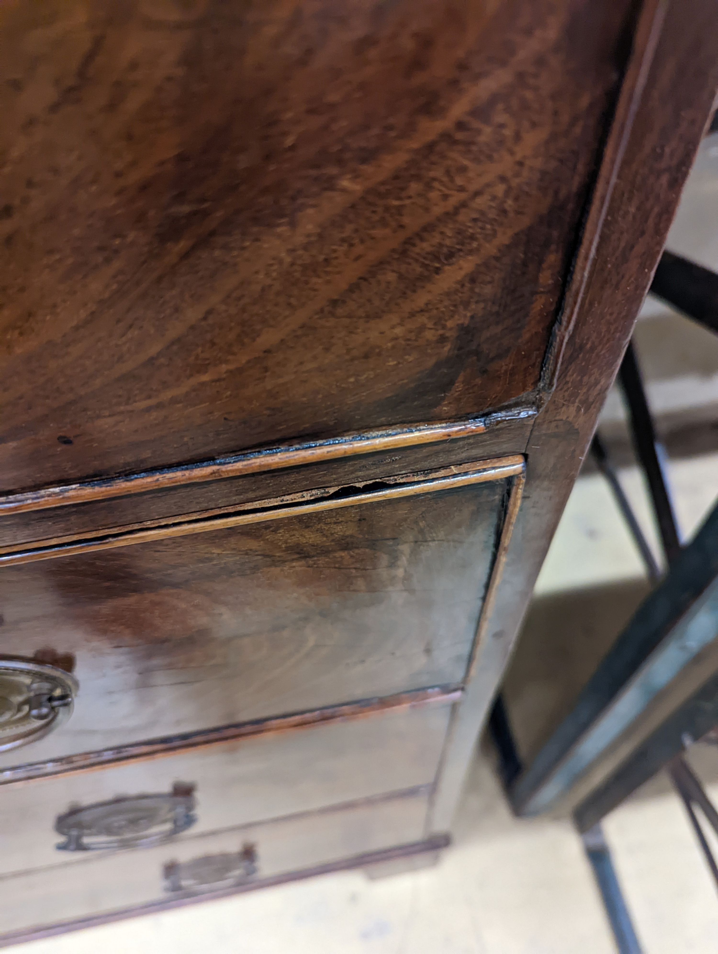 A George IV narrow mahogany secretaire bookcase, width 77cm, depth 48cm, height 207cm